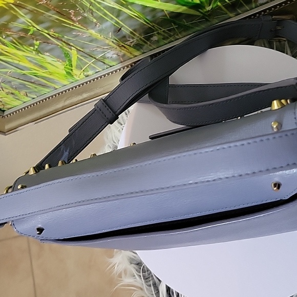 Furla Metropolis Studded Leather Flap Crossbody Bag in Periwinkle Blue – Leather - Picture 7 of 14